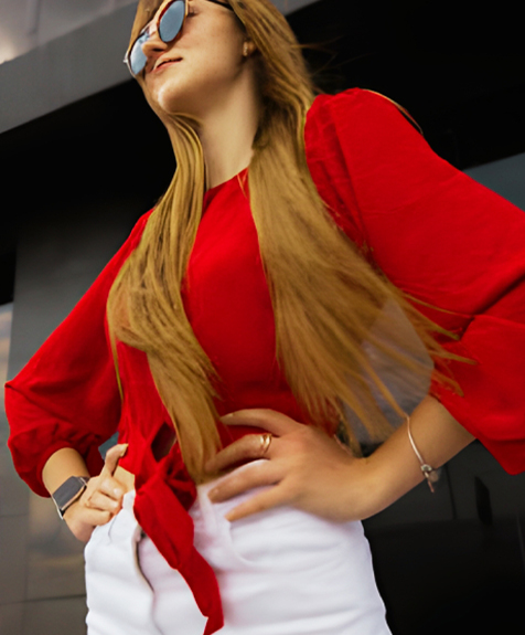 Red Tie Front Blouse Images 